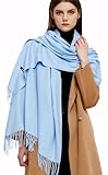 Gragengs Pashmina Schals und Wraps Schals für Damen Hochzeit Party Winter Warme Lange Solid Color,Himmelblau