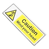 ULTECHNOVO 5 Stück Warnschild Achtung Kopf Selbstklebend Niedriges Decken Warnschild Robustes Schild für Lager Schule und Langlebiger Aufkleber für Sichere Kopfbereich Warnung