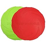 Vivifying Frisbee Hund, 2 Stück 18cm Hundefrisbee aus Natürlichem Kautschuk für Land und Wasser (Grün + Rot)