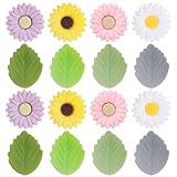 16 Stück Stricknadel Stopper Silikon Gänseblümchen Blätter Nadelspitzenschutz Bunte Nadelendabdeckung Stricknadelspitzenschutz Stricknadelkappen für Häkeln Stricken