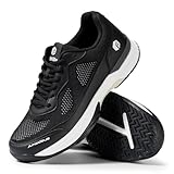 FitVille Weit Tennisschuhe Damen rutschfest Hallenschuhe Atmungsaktiv Badminton Schuhe Bequemen Fitnessschuhe Schwarz 39.5 EU Weit