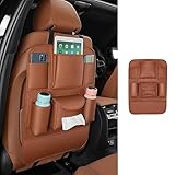 Auto Rückenlehnenschutz Für Renault Kadjar Captur Koleos Grand Scenic Clio 4 3 2 1, Leder pu Autositz Organizer Rücksitz Anti Kick Pad mit Multi Taschen Aufbewahrungstasche Wasserdicht Reisezubehör