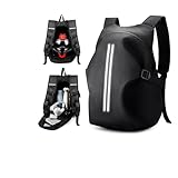 WEPLAN Motorrad Rucksack Herren Wasserdicht Helm Rucksack Motorrad Rucksäcke Helmrucksack Motorradhelm Damen Motorcycle Backpack Herren Reise Rucksäcke Leicht Motorradrucksäcke Reflektierend,Schwarz