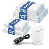 10 Premium-Vakuumbeutel-Set mit Elektropumpe 18s, hochfestes PA+PE, Vakuum & Schimmelblocker, platzsparend für Reisen, Umzug, Camping - ideal für Brautkleider & Textilschutz,3XL+3L+2M+2S