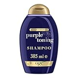 OGX Purple Toning Shampoo (385 ml), feuchtigkeitsspendendes Silbershampoo mit Keratin, Lila Feige und Iris, No Yellow Silver Shampoo für blondes & blondiertes Haar, Anti Gelbstich Tönungsshampoo