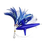 Opatiny Thunfischköder mit Feder, mit UV-reflektierendem Körper und Stahlhaken, für Großwildbootangeln, 165 cm, 122 g, mehrfarbig