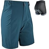 Wulibike Radlerhose Damen Mountainbike-Radhose 2 in 1 gepolstert MTB Shorts Frauen Fahrradhose mit Polsterung Reiten Fahrrad Radfahrhose Reißverschlusstaschen Blau S