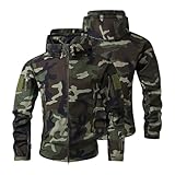 Cexiakong Winterjacke Herren Softshelljacke Taktische Mantel mit Kapuze Reißverschluss Atmungsaktiv Outdoorjacke Angeln Jagd Jacke Arbeitsjacke Trekking Übergangsjacke Militär Jacke Coat