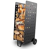 Bituxx Kaminholz Wagen Karre Transportkarre Holzwagen Holzkorb Kaminwagen Brennholzwagen für Holz bis 100 Kg
