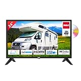 RCA RD24H2CU Fernseher 24 Zoll (TV 60 cm) mit eingebautem DVD Player für Wohnmobile und Wohnwagen 12V KFZ-Adapter, Dolby Audio, Triple Tuner DVB-C/T2/S2, HDMI, USB, digitaler Audioausgang, 230V/12V