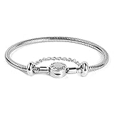 Gnoce Edelstahl Charm Armband 'Verblasst nicht' Einzigartiger Metall Schlangenkette Bettelarmband für Damen Herren (Rostfreier Stahl, 21)