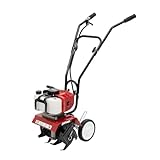 SICHENSH 52CC Gartenfräse Benzin 2-Takt Ackerfräse Kultivator Gartenfräse mit 30cm Bodenbearbeitung Breite Motorhacke Kultivator Geeignet für Obstgärten und Gärten, 4 Pieces Blade, 7000r/min