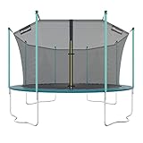 Ultrasport Gartentrampolin Wave, Ø 430 cm, inkl. Sprungtuch, Federn, Sicherheitsnetz, gepolstertem Netzpfosten und Kantenschutz, wetterfest, bis 150 kg belastbar, Grün