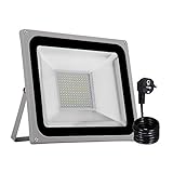 papasbox LED Strahler, 100W LED Fluter IP65 wasserdicht Außenstrahler Flutlichtstrahler Aluminium Scheinwerfer Licht 6000K,EU Stecker, ideale Wandleuchte für Garten, Sportplatz