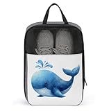 Skurrile Aquarell-Wal in lustiger blauer Schuhtasche für Reisen und den täglichen Gebrauch, Anti-Staub-Aufbewahrung, Golf-Schuhbeutel
