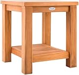 CLP Beistelltisch Outdoor Keaton Teakholz, Gartentisch wetterfest mit Zwei Ablagen, Teaktisch für Garten, Terrasse und Balkon, Farbe:Teak