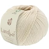 LANA GROSSA Landlust Baumwolle | Klassisches Bio-Baumwollgarn, Gots zertifiziert | Handstrickgarn aus 100% Baumwolle (Bio) | 50g Wolle zum Stricken & Häkeln | 115m Garn FB 3 Natur