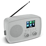 MEDION Internetradio mit DAB+ Life IRE-1 (WLAN, DAB Plus UKW Radio, Bluetooth, EQ, Tropfwasserschutz, Teleskopantenne, Spotify Connect, Wecker, Schlummerfunktion, Einstellbarer Display-Dimmer) grau
