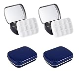 YFaith 4 Stück Wassermalkasten, 12 Gitter Aquarell Leerkasten Tuschkasten, Weißblech Mini Aquarellkasten, 60 x 48 x 15 mm Aquarellkasten Leer, für Schule und Outdoor