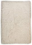 Theko | Flokati Teppich aus 100% Schurwolle nachhaltiger Teppich FLOKOS 2450 | handgewebt | Farbe: Natur | 60x90 cm