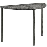 Outsunny Balkontisch Garten Beistelltisch Tisch Gartenmöbel halbrund Polyrattan Metall Grau 100 x 50 x 74 cm