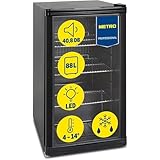 METRO Professional Mini-Kühlschrank GPC1088, 88 L, 1.052 kWh/24h, 3 Edelstahl-Drahtböden, schwarz