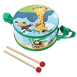 TOYANDONA Kinder Holz Trommel Spielzeug mit Verstellbaren Riemen Und Drumsticks Musical Instrument Spielzeug für Kleinkind Jungen Mädchen Geschenk Grün