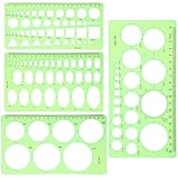 ElevateTech Kreisschablone zum Zeichnen, 4 Stück Geometrisches Schablonenlineal Lineal Kreis Schablone Vorlage Kunststoff Kreisschablone Lochlineal Messwerkzeug für Schule Büro Bedarfsartikel