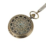 Tomedeks Vintage Taschenuhr Glatte Quarz Taschenuhr mit Kette Antik Kettenuhr mit Arabischen Ziffern für Damen Herren Vater Opa Geburtstag Jahrestag Taschenuhr mit Geschenkbox