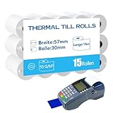 Yoosso 15 Rollen EC Rollen Thermopapier, 57mm x 14mx 12mm Kassenrollen Bondrucker Bonrollen Nachfülldruckpapier für Kartenlesegeräte Sofortbildkameras