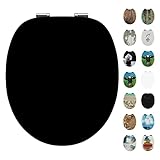 shelfmade Klodeckel schwarz mit Absenkautomatik Motiv aus MDF - Toilettensitz mit Absenkautomatik Motiv absenkbarer WC Sitz mit Absenkautomatik Toilettendeckel
