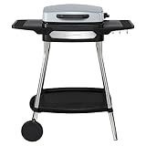 MEDION Elektrogrill (Standgrill, Tischgrill, Grillwagen, für Balkon Garten Camping, mit Deckel, 2 Seitentische, 2000 Watt, Antihaftbeschichtung, Rollen, Fettauffangschale, MD10864)