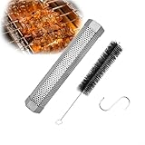 Pellet Smoker-Tube, 12 Zoll Pellet Smoker-Tube zum Grillen mit S-Form Haken und Reinigungsbürste, BBQ Holz Pellet Tube Smoker für Gas Holzkohle Elektrogrill