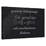 mtb more energy Schiefertafel Schieferplatte personalisierbar mit Gravur - frei gestaltbar für alle Anlässe - Rechteckig (20 x 15 cm) - auswählbare Befestigungsoptionen