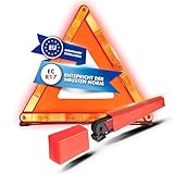 Walser Pannendreieck, faltbares Warndreieck + Aufbewahrungsbox, Notfall-Dreieck ECE R27 Zertifiziert, Unfallsicherung, Gefahrenstellen-Kennzeichnung rot