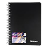 Westcott Spiralblock Notizbuch A5 kariert | 200 Seiten Ringbuch A5 perforiert mit Premium 80 g/m² Papier | Notizblock mit Spiralbindung | Collegeblock im stabilen Kunststoffcover | E-730891 00