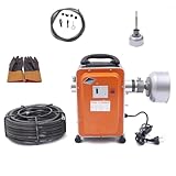 ROGONPDK 750W Elektrische Rohrreinigungsmaschine, 400 U/min Profi Rohrreinigungsspirale Rohrreinigung Kanalreinigung Reinigungslänge: 20 m, Rohrreinigungsgerät mit 2 Federn & Handschuhe,Rolle