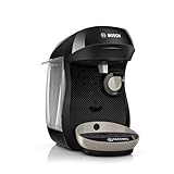 Bosch Tassimo happy friendly Kapselmaschine TAS109E, über 70 Getränke, geeignet für alle Tassen, Abschaltautomatik, nachhaltig, perfekt dosiert, platzsparend, 1400 W, schwarz/beige