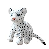 BYNYXI 23cm Plüschtier Schneeleopard, Stehende Plüsch Leopard Realistische Tiger Schwarzer Panther Plüschtier Baby Stofftier Leopard Kuscheltier Weiche Plüsch Spielzeug für Kinder Jungen Mädchen