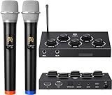 voijump Karaoke Mikrofon Kabellos,Funkmikrofon Set,Dual Funkmikrofonen System kabellos UHF Drahtloses Mikrofon für Karaoke,Party,DJ,Kirche,Hochzeit,Meeting,HDTV