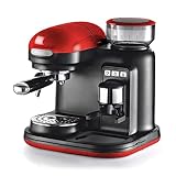 Ariete 1318 Espresso Moderna, Kaffeemaschine mit Mahlwerk, 920 W, 15 bar, 1/2 Tassen, Cappuccinomaschine, Rot