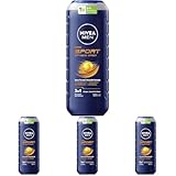 NIVEA MEN Sport Duschgel, Pflegedusche mit maskulinem Limonenduft und erfrischendem Schaum, Männer Duschgel mit Mineralien für Körper und Haar (500 ml) (Packung mit 4)