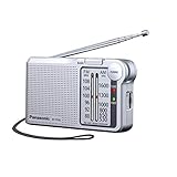 Panasonic RF-P150DEG-S Taschenradio FM/AM mit digitalem Tuner, automatischer Frequenzregelung, großer Skala, fluoreszierendem Zeiger, batteriebetrieben, Silber