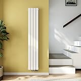 EMKE Heizkörper 180 x 30 cm, Badezimmer Heizkörper Einlagig Vertikal Röhrenheizkörper Mittelanschluss Paneelheizkörper Schmal Hoch Wandheizkörper Weiß 627W