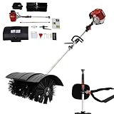 52CC 2-Takt Kehrmaschine Benzin Motorbesen mit Schutzbrille und Schultergurt, 51cm Bürstenbreite 1.25kW Schneeräumer für Kunstrasen Geeignet für Die Reinigung Von Kunstrasen und Straßen