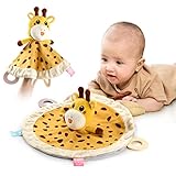 Giraffe Baby Sicherheitsdecke,Baby Tröster Decke,Neugeborene Weiche Berührung Tag Decken,Baby-Schlafspielzeug mit Beißring,Säugling-Kleinkind-Sicherheitsdecke Geschenk für Jungen und Mädchen