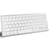 Kabellose Tastatur für iPad, QWERTZ Deutsche Bluetooth Tastatur für iPad 10.9/10.2/9.7, Andriod, iOS, Windows, WinXP, Win7, Win8, Kabellose Multi-Device Tastatur inkl 2 AAA Batterie(Silberweiß)
