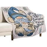 GNOME Decke GNOME für Erwachsene – Festivaldecke aus Flanell | Weihnachtsdecke für Sofa, Schlafzimmer, Wohnzimmer, Decke GNOME blau