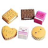 Radiergummi-Set mit 6 Stück, niedliches Kawaii-Milchkeks-/Keks-Radiergummis, farbige Bleistift-Radiergummis für präzises Löschen, Schule, Schreibwaren, kreatives Geschenk für Kinder, Studenten