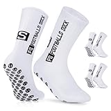 AVABEST Fussball Socken Herren 2 Paar Grip Socken Fussball für Männer 39-46 Fußballsocken Rutschfeste Sportsocken für Basketball Laufen Radfahren Tennis, Weiß